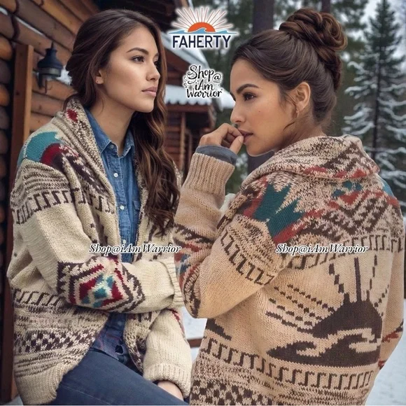 Faherty NWT Peruvian handknit sun & wave cardigan {PRICE FIRM} *shop@iamwarrior - Picture 3 of 12
